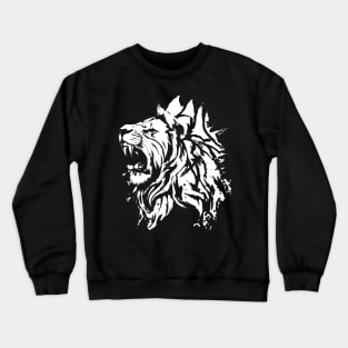 Grunge Lion Head White Crewneck Sweatshirt